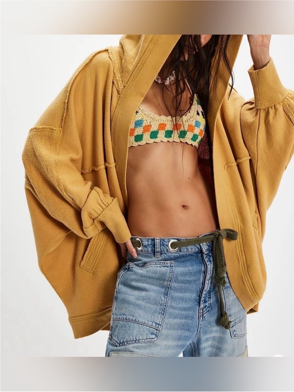 NWT Free People We The Free Forever Yours Cardi - Sunflower Sun Yellow - Small - Picture 5 of 12